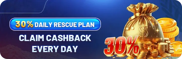 57V casino daily cashback banner with gold bag and animated character